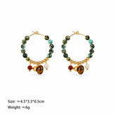 Tiger Eye Stone Freshwater Pearl Red Agate African Turquoise Hoop Earrings for Girls Boho Jewelry for Women Ladies Wholesale