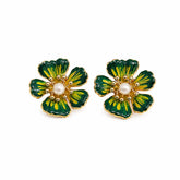 Ladies Flower Shape S925 Silver 18k Gold-plated Freshwater Pearl Stud Earring Elegant Fashion Low MOQ in Stock Jewelry for Women