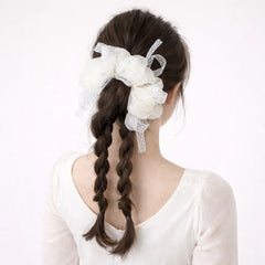 Fashion Elegant Ribbon Sweet Scrunchies for Girls Trendy French Style Hair Ties for Women Ladies Hair Accessories in Stock