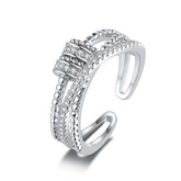Double-layer Zircon Open Rings Women's Adjustable Beaded Band Stress Relief Rings Elegant Fashion Jewelry Accessories Wholesale