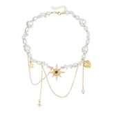 Sweet Cool Hot Girl Eight-pointed Star Necklace Light Luxury Fashion Niche Style Elegant Trendy Jewelry for Women Ladies Chic