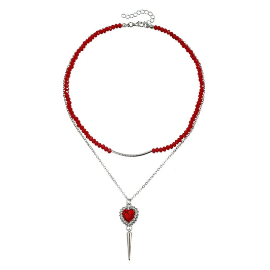 Fashion Glitter Rhinestone Heart Shaped Necklaces for Girls Trendy Earrings Jewelry Sets Suits for Women Ladies Accessories