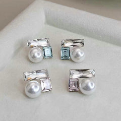 Fashion Tendy Sweet Imitation Pearl Stud Earrings for Girls Cute Luxury Art Deco Alphabet Jewellry for Women Ladies Accessories