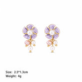Women Pink Purple Flower Shape S925 Silver Freshwater Pearl Earring Fashion Charms Elegant Factory Price in Stock Daily Jewelry