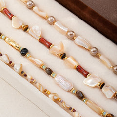 Fashion Tiger Eye Stone Baroque Pearl Mother of Pearl Necklaces for Girls Elegant Jewelry for Women Ladies Wholesale Bulk