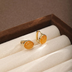 Women Orange Resin 18k Gold-plated Ear Clips Fashion Elegant Dainty Charms Factory Price Low MOQ in Stock Jewelry for Female