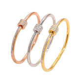 Female Open Cuff Bangle Cubic Zirconia Minimalist Bracelets Light Luxury Elegant Fashion Jewelry Women's Accessories Gift Bulk