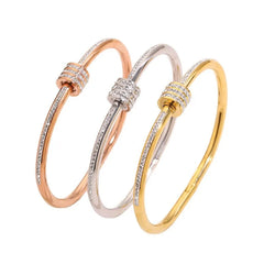 Female Open Cuff Bangle Cubic Zirconia Minimalist Bracelets Light Luxury Elegant Fashion Jewelry Women's Accessories Gift Bulk