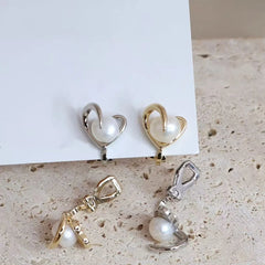 Fashion Imitation Pearl Swan Elegant Clip on Earrings for Girls Glitter Art Deco Jewelry for Women Ladies Accessories Wholesale
