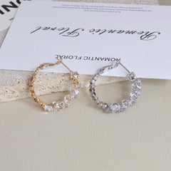 Female Hot Sale Rhinestone Small Hoop Earring Fashion Elegant Chic Luxurious Charms Glitter Bulk Jewelry Accessories for Causal