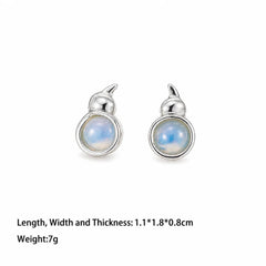 Fashion Turquoise Chalcedony Gourd Stud Earrings for Girls Sweet Trendy White K Plated Jewelry for Women Ladies Wholesale Bulk