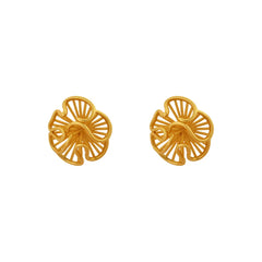 Matte Gold Silver Filigree Hollow Swirl Textured Stud Earrings Elegant Organic Design Statement Unique Jewelry Women Accessories