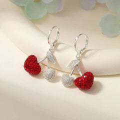 Luxury Glitter Fruits Cherry Drop Earrings for Girls Trendy Latest New Fresh Jewelry for Women Ladies Accessories Wholesale