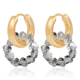 Fashion Rhinestone Hoop Earrings for Girls Sweet Elegant Insta Style Glamorous Dainty Jewelry for Women Ladies Accessories