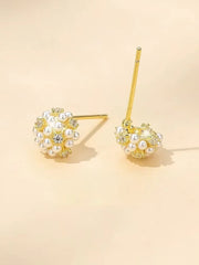 Women Flower Shape Imitation Pearl Bow Small Stud Earring Fashion Elegant Simple High Quality Bulk Jewelry Accessories for Daily