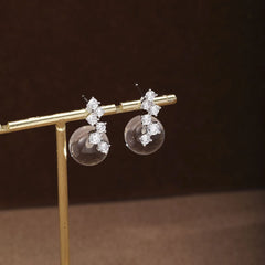 Fashion Crystal S925 Silver Cubic Zirconia Drop Earrings for Girls Simple Minimalistic Jewelry for Women Ladies Wholesale Bulk