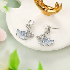 Sweet Trendy Bowknot Dainty Drop Earrings for Girls Elegant Butterfly Imitation Pearl Jewelry for Women Ladies Accessories Chic