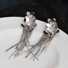 Ladies Wheat Spike-shaped Mental Tassel Decorative Medium Drop Earring Fashion Chic Glitter Sequined Bulk Jewelry Accessories