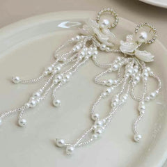Women Imitation Pearl Tassel Decorative Drop Earring Elegant Glamorous Fashion High Quality Bulk Jewelry Accessories for Causal