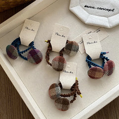 Fashion French Style Button Plaid Scrunchies for Baby Girls High Elastic Hair Ties for Kids Children Hair Accessories in Stock