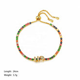 Female Colored Rhinestone 18k Gold-plated Zircon Bracelet Fashion Charms Dainty Low MOQ in Stock Jewelry for Women Daily Causal