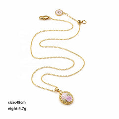 Female Hand-Painted Drip Glaze 18k Gold-plated Freshwater Pearl Flower Chain Necklace in Stock Bulk Jewelry for Women Daily Use