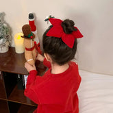 2025 Christmas Star Solid Color Scrunchies for Baby Girls Cute Sweet Bell Bowknot Hair Ties for Kids Children Hair Accessories