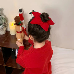2025 Christmas Star Solid Color Scrunchies for Baby Girls Cute Sweet Bell Bowknot Hair Ties for Kids Children Hair Accessories