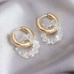 Fashion Rhinestone Hoop Earrings for Girls Sweet Elegant Insta Style Glamorous Dainty Jewelry for Women Ladies Accessories