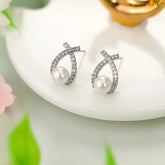 Simple Heart Shaped Minimalistic Stud Earrings for Girls Luxurious Imitation Pearl Jewellry for Women Lady Accessories Wholesale