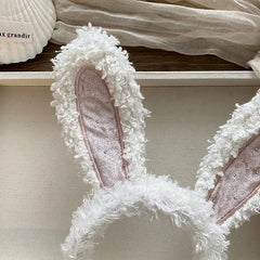 Women Pink White Rabbit Ear Large Hairbands Sweet Fashion Chic Fluffy Wholesale in Stock Headbands Accessories for Female Daily