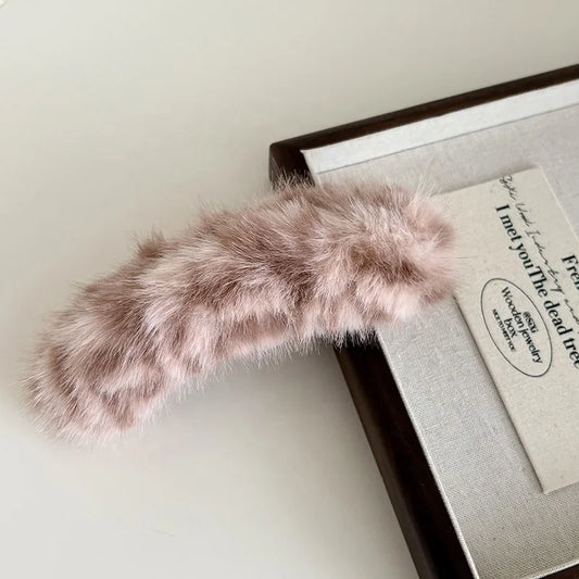 Fashion Leopard Fluffy Hair Clips for Girls Sweet Elegant Trendy Banana Clips for Women Ladies Hair Accessories Chinese Supplier
