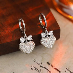 Female Bow Heart Moon Heart New Design Small Slim Dangle Earring Fashion Glitter Sparking Bulk Order Daily Jewelry Accessories