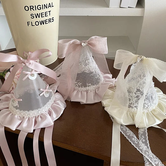 Female Sweet Ribbon White Pink Bowknot Birthday Hair Clips Fashion Elegant Sparking Bulk in Store Hairpins Accessories for Prom