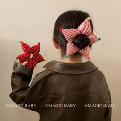 Fashion Star Polka Dot Scrunchies for Baby Girls Cute Kawaii Plaid Stripe Hair Ties for Kids Children Hair Accessories in Stock