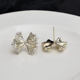 Female Bowknot New Design Small Mini Stud Earring Fashion Glitter Elegant Graceful Chic Bulk Jewelry Accessories for Women Daily