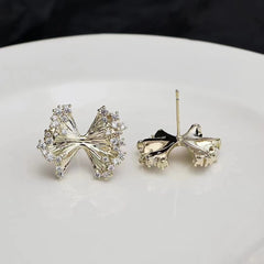 Female Bowknot New Design Small Mini Stud Earring Fashion Glitter Elegant Graceful Chic Bulk Jewelry Accessories for Women Daily