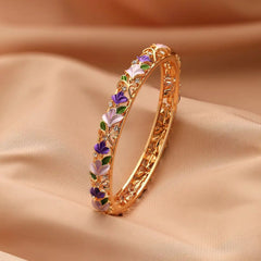 Vintage Floral Flower Art Deco Bangles for Girls Dainty Luxurious Jewelry for Women Ladies Accessories Chinese Suppliers Latest