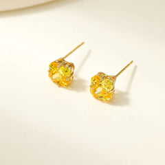 Ladies Bee Crab Yellow Mini Stud Knot Earring Fashion Cute Lovely Glitter Sparking Simple Jewelry Accessories for Women Holiday