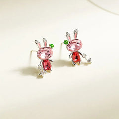 Women Bow Square Pig Cartoon Small Mini Stud Earring Fashion Glitter Cute Lovely Wholesale High Quality Daily Jewelry Accessory