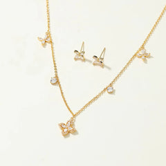 Refined Charms Glamorous Elegant Necklaces for Girls Sweet Stud Earrings Jewelry Sets for Women Ladies Accessories Wholesale