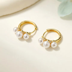 Sweet Elegant Imitation Pearl Simple Classic Minimalistic Hoop Earrings for Girls Dainty Jewellry for Women Ladies Accessories
