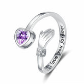 Love Embrace Zircon-encrusted Rings for Women Engraved Open Rings Couple Fashionable Jewelry Accessories Wholesale Best Seller