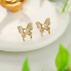 Glamorous Charms Glitter Floral Stud Earrings for Girls Butterfly Animals Jewelry for Women Ladies Accessories Bulk Wholesale