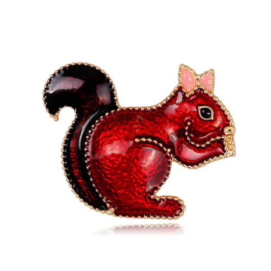 Sweet Fashion Glitter Sparkle Animals Squirrel Brooches for Girls Cute Luxury Stylish Pins Jewelry for Women Ladies Accessories