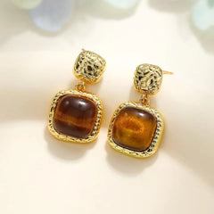 Fashion Leopard Vintage Amber Drop Earrings for Girls Elegant Dainty Luxury Jewelry for Women Ladies Accessories Stylish