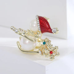 Fashion Snowman Snowflake Christmas Lustrous Brooches for Girls Stylish Trendy Pins Jewelry for Women Lady Accessories Hot Sale