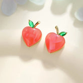 Simple Minimalistic Fruits Peaches Glitter Rhinestone Stud Earrings for Girls Sweet Trendy Jewelry for Women Ladies Accessories