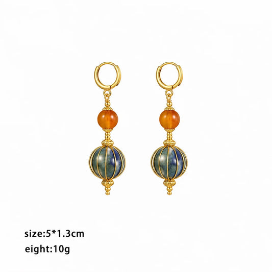 Fashion Natural Stone Ceramic Drop Earrings for Girls Dainty Luxury Vintage Jewelry for Women Ladies Wholesale China Supplier