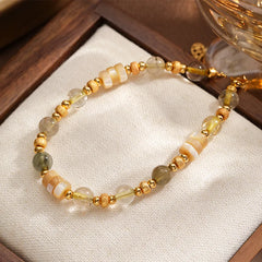 Fashion Natural Stone Mother of Pearl Beads Bracelets for Girls 18K Gold Plated Jewelry for Women Ladies Accessories Wholesale